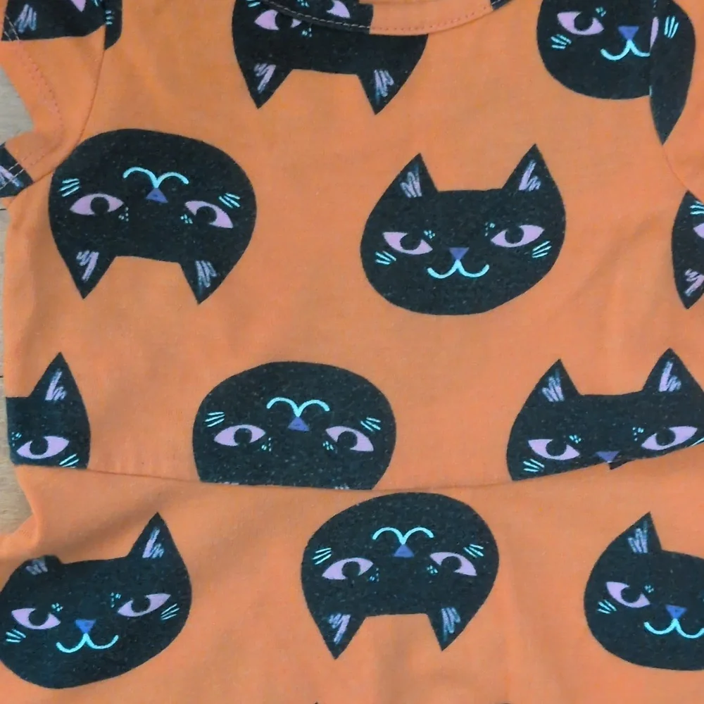 Cat & Jack Orange Dress with Black Cat Design Sz 2T - Picture 3 of 4